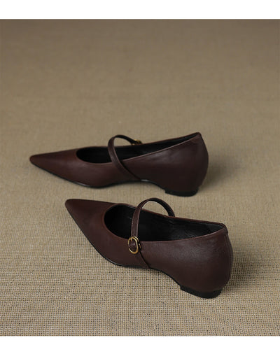 Pumps Retro Francés Punta Fina de Piel de Oveja para Mujer - Image 35