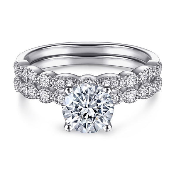 Anillo de Plata 925 con Diamante Simulado Chapado en Oro Rosa - Juego de Anillos de Moda Resistente al Deslustre - Image 6