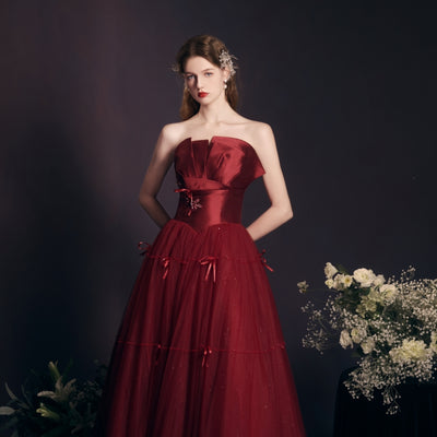 Vestido Largo Rojo Tipo Tubo Reforzado para Mujer