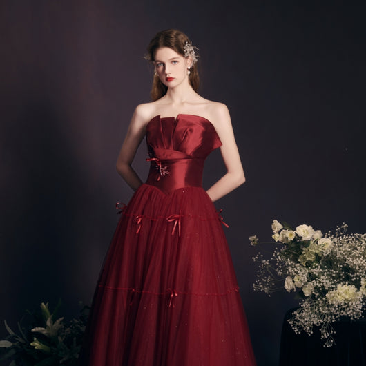 Vestido Largo Rojo Tipo Tubo Reforzado para Mujer