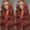 Peluca Frontal de Encaje Rojo Ondas Grandes Cabello Largo Voluminoso