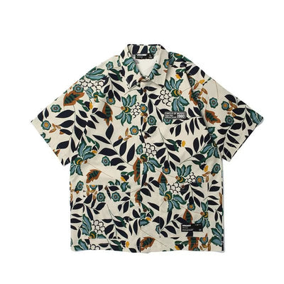 Camisa Retro Floral Estampado Completo Manga Corta Unisex - Image 2