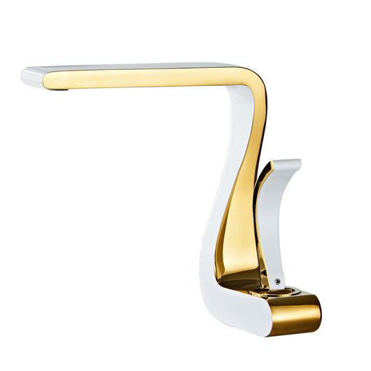 Grifo de Lavamanos Lujo Blanco Oro Cobre Agua Fría y Caliente - Image 5