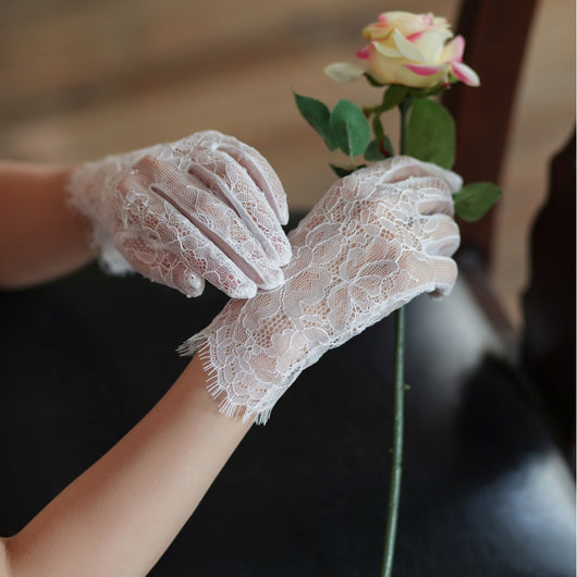 Guantes de Novia Encaje Blanco Tul Fairy para Sesión Fotográfica - Image 17