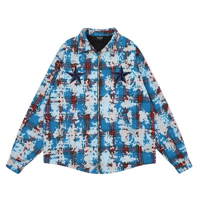 Chaqueta Camisa Tie-Dye Cuadros Desgastada para Hombre - Image 18
