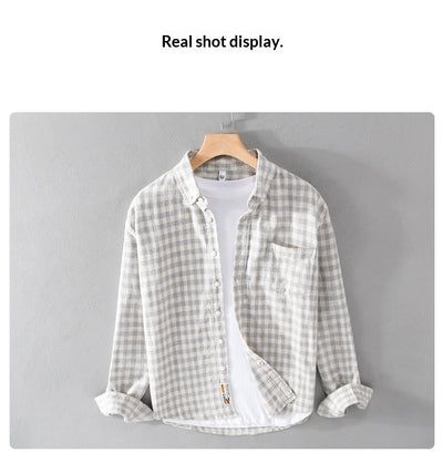 Camisa Cuadros Japonesa Manga Larga para Hombre - Estilo Casual y Versátil - Image 9