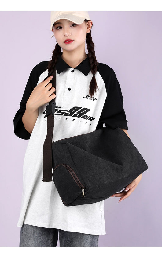 Bolsa Deportiva Retro Canvas de Gran Capacidad con Correa Cruzada - Image 20