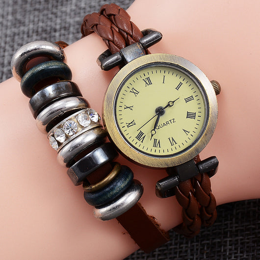 Reloj Pulsera Vintage Artesanal con Giro de Moda para Mujer
