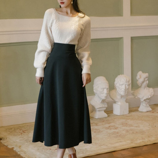 Conjunto de Falda y Suéter de Lujo Versátil