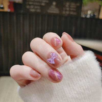 Uñas Postizas Removibles Diseño Fresa Corazón Mariposa Cortas - Image 9