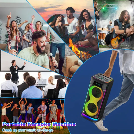 Parlante Portátil Inalámbrico para Fiestas con Micrófono y Luces LED - Image 7