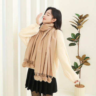 Capa Elegante para Mujer con Pompones - Mezcla de Cachemira y Lana - Image 26