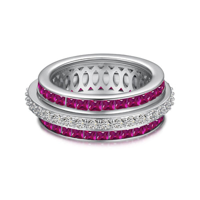 Anillo de Plata Esterlina S925 con Diamantes Incrustados y Rotación Descompresiva para Mujer - Image 8