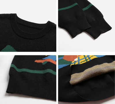Suéter Tejido Negro Retro para Mujer con Cuello Suelto - Image 9