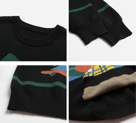Suéter Tejido Negro Retro para Mujer con Cuello Suelto - Image 9