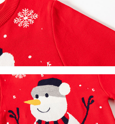 Suéter Navideño Muñeco de Nieve Rojo con Estampado Infantil - Image 19