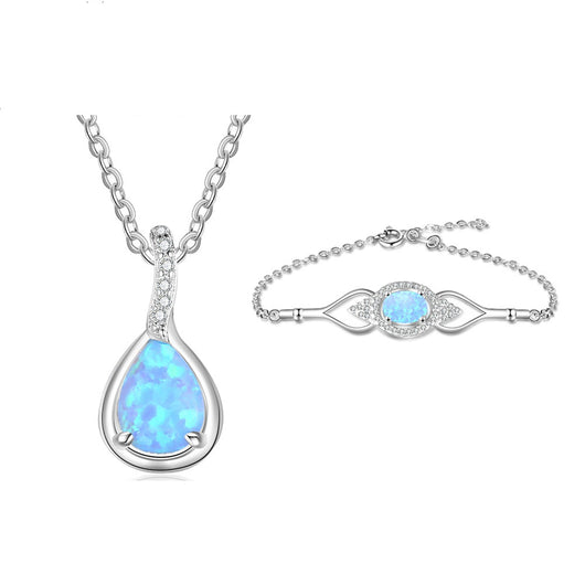 Collar y Pulsera con Colgante de Gota en Plata S925 Azul - Image 9