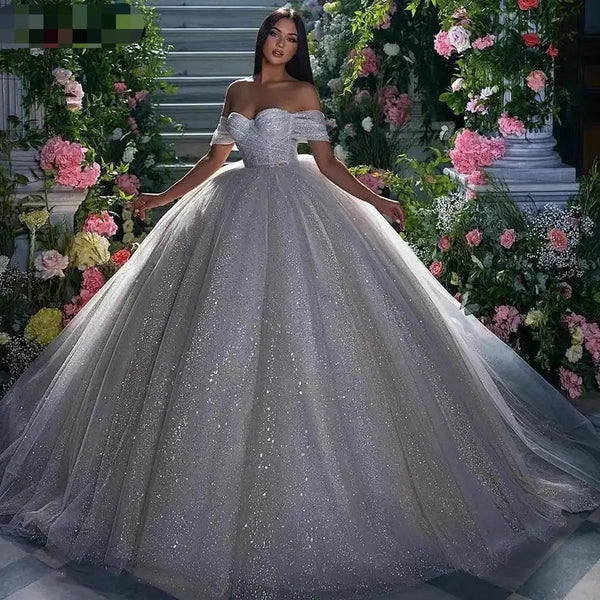 Vestido de Novia Hombros Descubiertos Estilo Hada Bosque Lentejuelas Efecto Silueta - Image 6