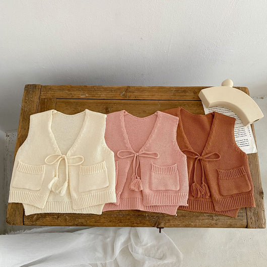 Chaleco Cardigan Tejido para Niños con Borlas - Image 3