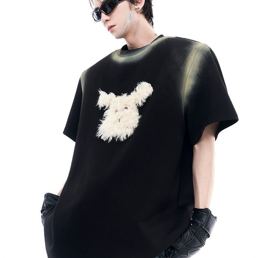 Playera Tie-Dye Suelta Manga Corta con Diseño Degradado Artístico