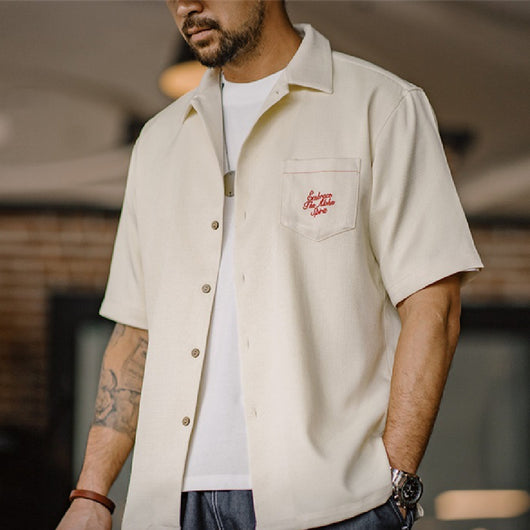 Camisa Cuello Cubano con Patrón de Bambú para Hombre - Image 13