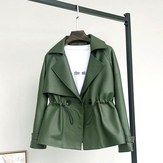 Chaqueta de Cuero para Motocicleta con Cuello de Solapa - Image 8
