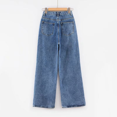 Pantalones Vaqueros Anchos Versátiles para Otoño e Invierno - Image 4