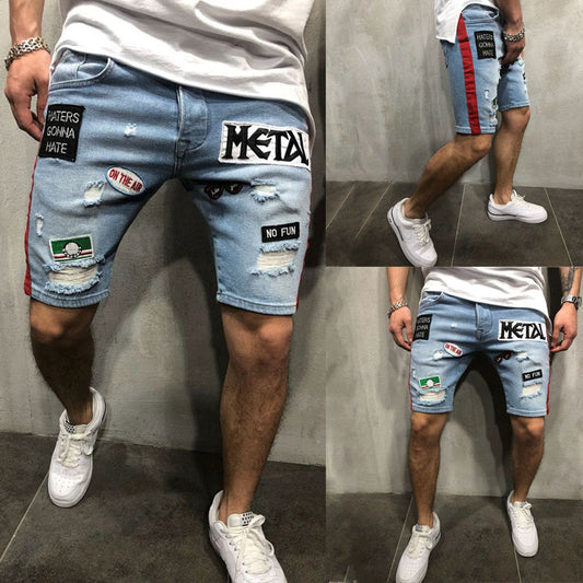 Jeans Sueltos Rotos con Bordados para Hombre