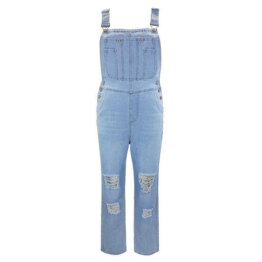 Jumpsuit Denim para Mujer con Roturas - Overol Ajustado Casual - Image 8