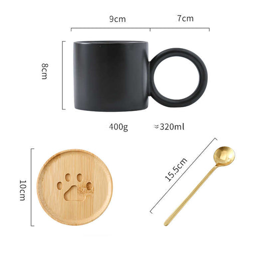 Taza de Cerámica con Asa Grande y Cuchara para Café, Oficina y Hogar - Image 5