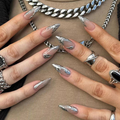 Uñas Postizas 3D con Relieve de Cristales - Diseño Sofisticado - Image 29