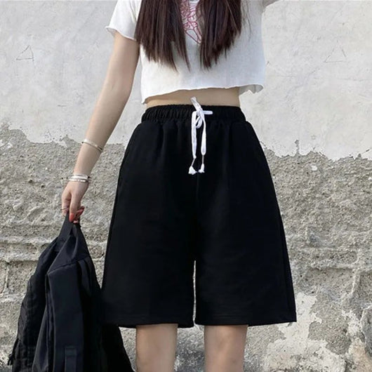 Shorts Deportivos Cintura Alta Sueltos Negros para Mujer - Efecto Adelgazante - Image 7