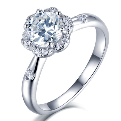 Anillo de Plata 925 Flor Diamante Roto Moissanita para Propuesta de Matrimonio - Image 12