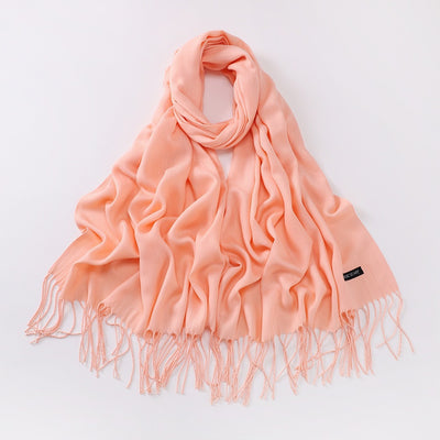 Bufanda Larga de Cashmira Suave - Color Liso para Otoño e Invierno - Image 43