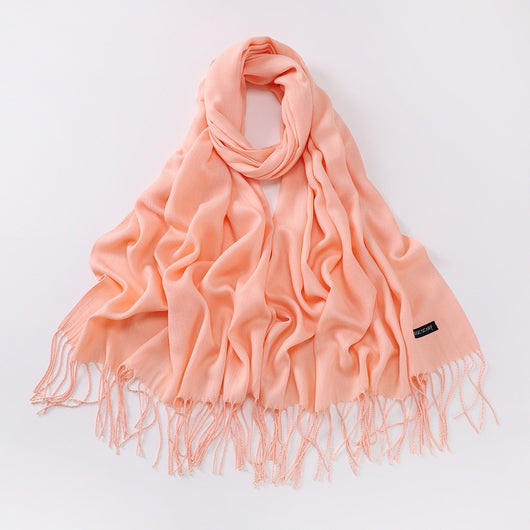 Bufanda Larga de Cashmira Suave - Color Liso para Otoño e Invierno - Image 43