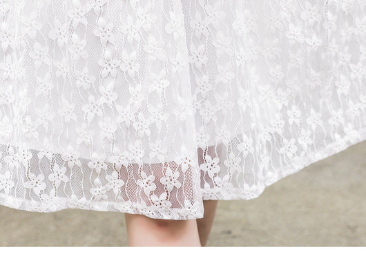 Falda Midi de Encaje Blanco Cintura Alta - Image 7
