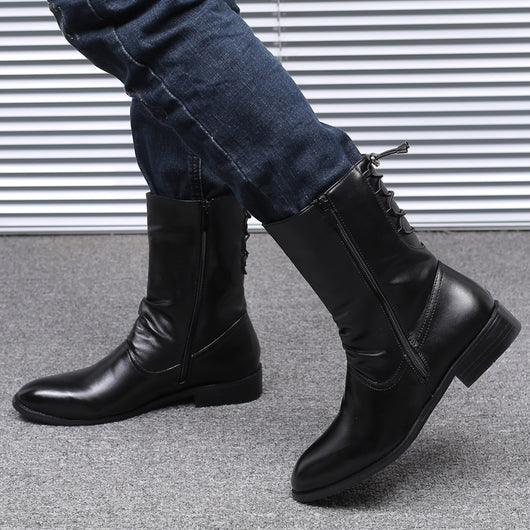Botas Altas de Cuero para Hombre Estilo Británico-Coreano - Image 2