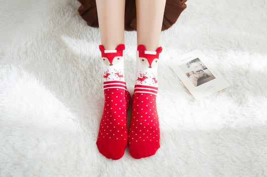 Calcetines Navideños de Algodón Rojo Multicolor para Otoño e Invierno - Image 19