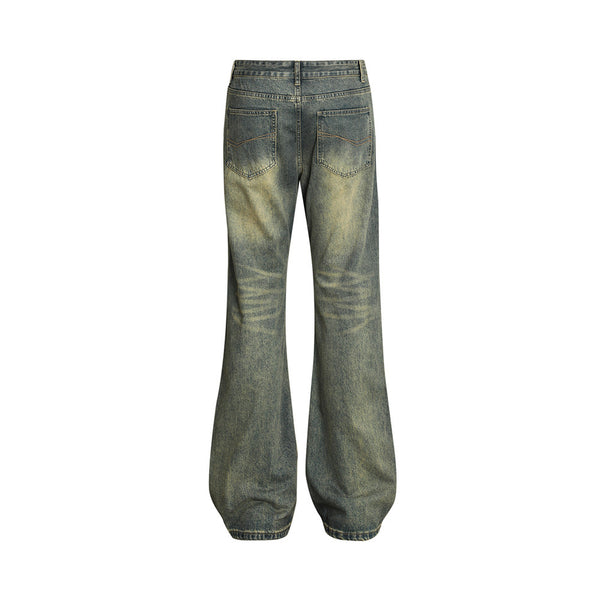 Jeans Vintage Holgados Teñidos Amarillo Barro para Hombre