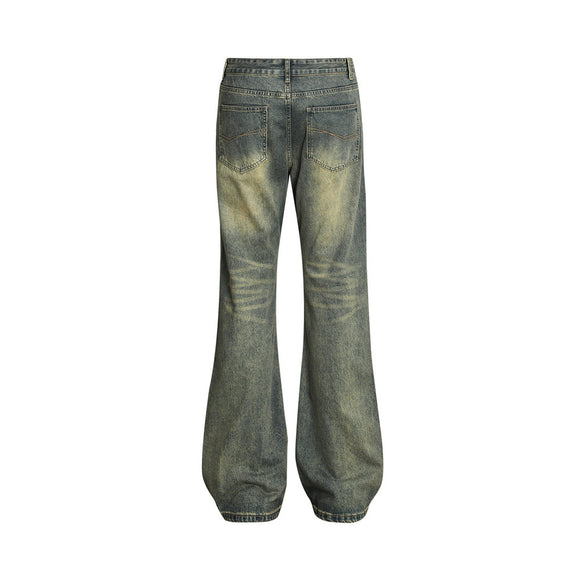 Jeans Vintage Holgados Teñidos Amarillo Barro para Hombre