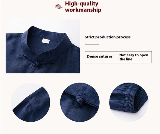 Traje Tang de Seda Mulberry para Hombre - Elegancia Tradicional China - Image 24