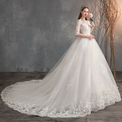 Vestido de Novia con Escote en V, Encaje y Manga Larga - Image 10