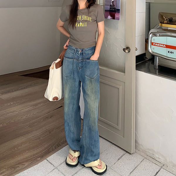 Pantalón Recto Talle Alto Efecto Adelgazante Estilo Coreano
