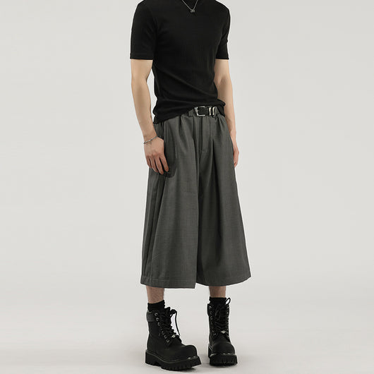 Pantalones Cortos de Vestir con Pliegues y Caída Ancha para Hombre - Image 4