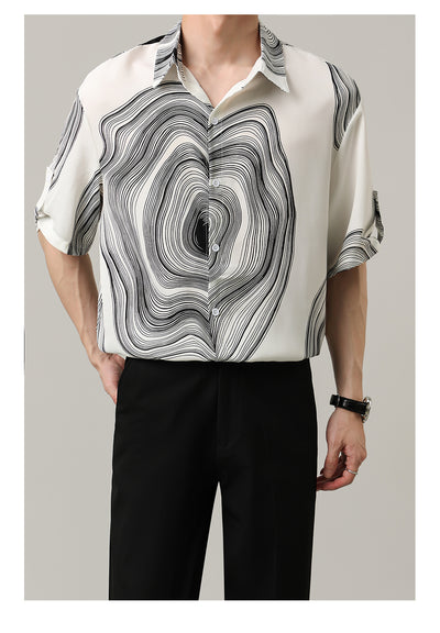 Camisa Casual Hombre Manga Corta Contraste Retro Suelta - Image 19