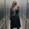 Abrigo de Cuero Sintético Suelto para Mujer - Estilo Casual Otoño Invierno