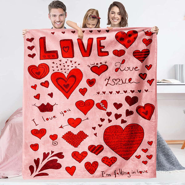 Manta Térmica con Estampado de Corazones para Descansos