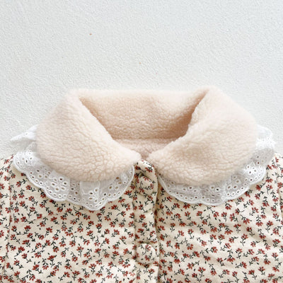 Chaqueta Acolchada Floral de Algodón con Forro de Terciopelo para Niña - Image 2