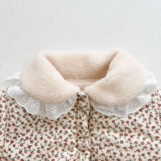 Chaqueta Acolchada Floral de Algodón con Forro de Terciopelo para Niña - Image 2
