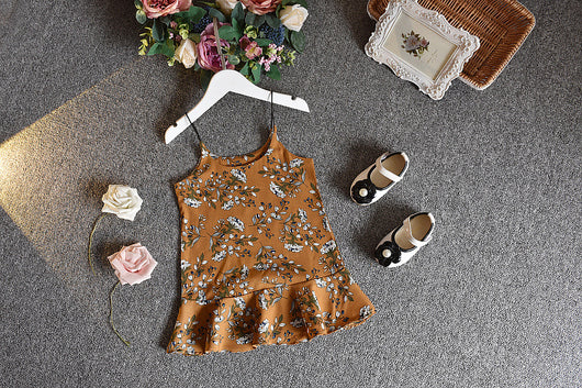Conjunto Infantil: Blusa Manga Corta con Falda Tirantes - Image 6